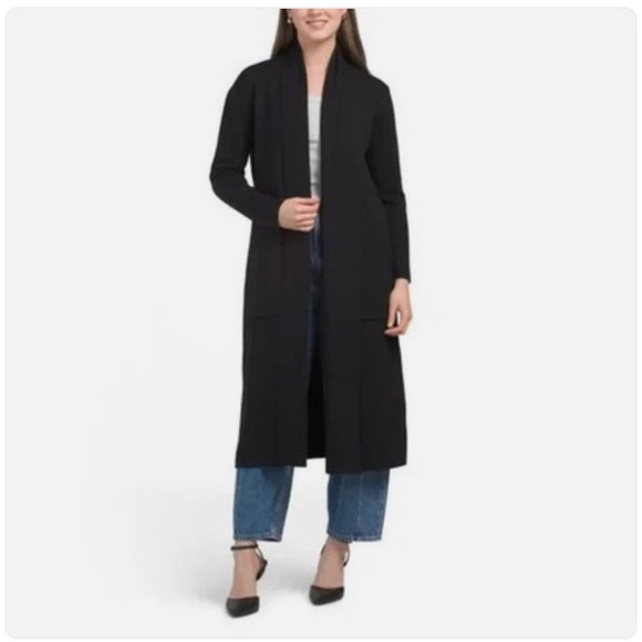 NWT Max Sport Knit Long Black Cardigan Duster - Size L - Retails for $368!! - Picture 1 of 14